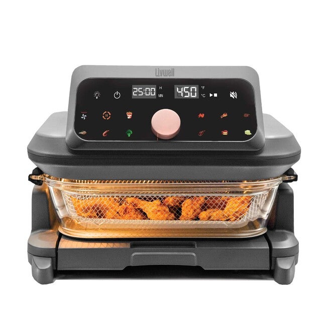 Livwell 6 Quart Glass Container Air Fryer, MATTE GREY, hi-res image number 0