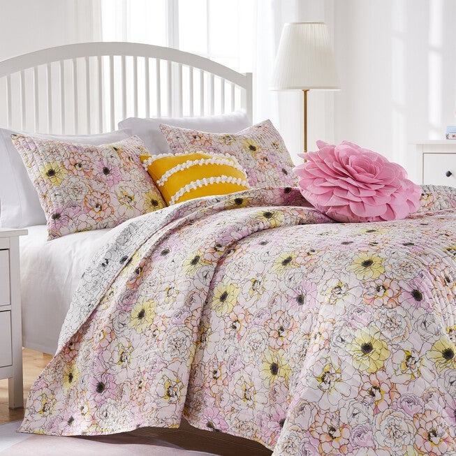Misty Bloom Quilt and Pillow Sham Set, , on-hover image number 1