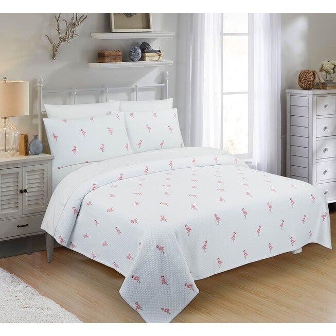 Flamingo Coverlet, WHITE PINK, hi-res image number null