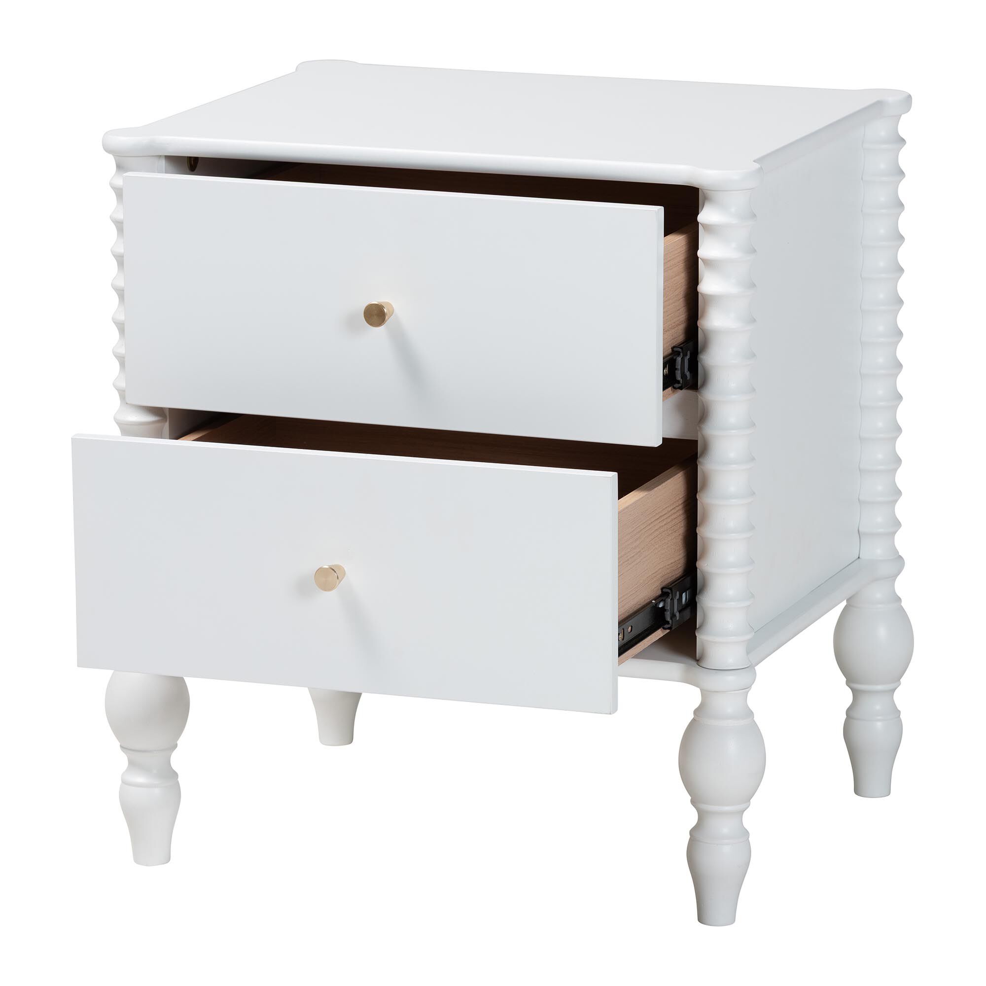 Callison Spindle Nightstand - 2-Drawer, WHITE, alternate image number 2