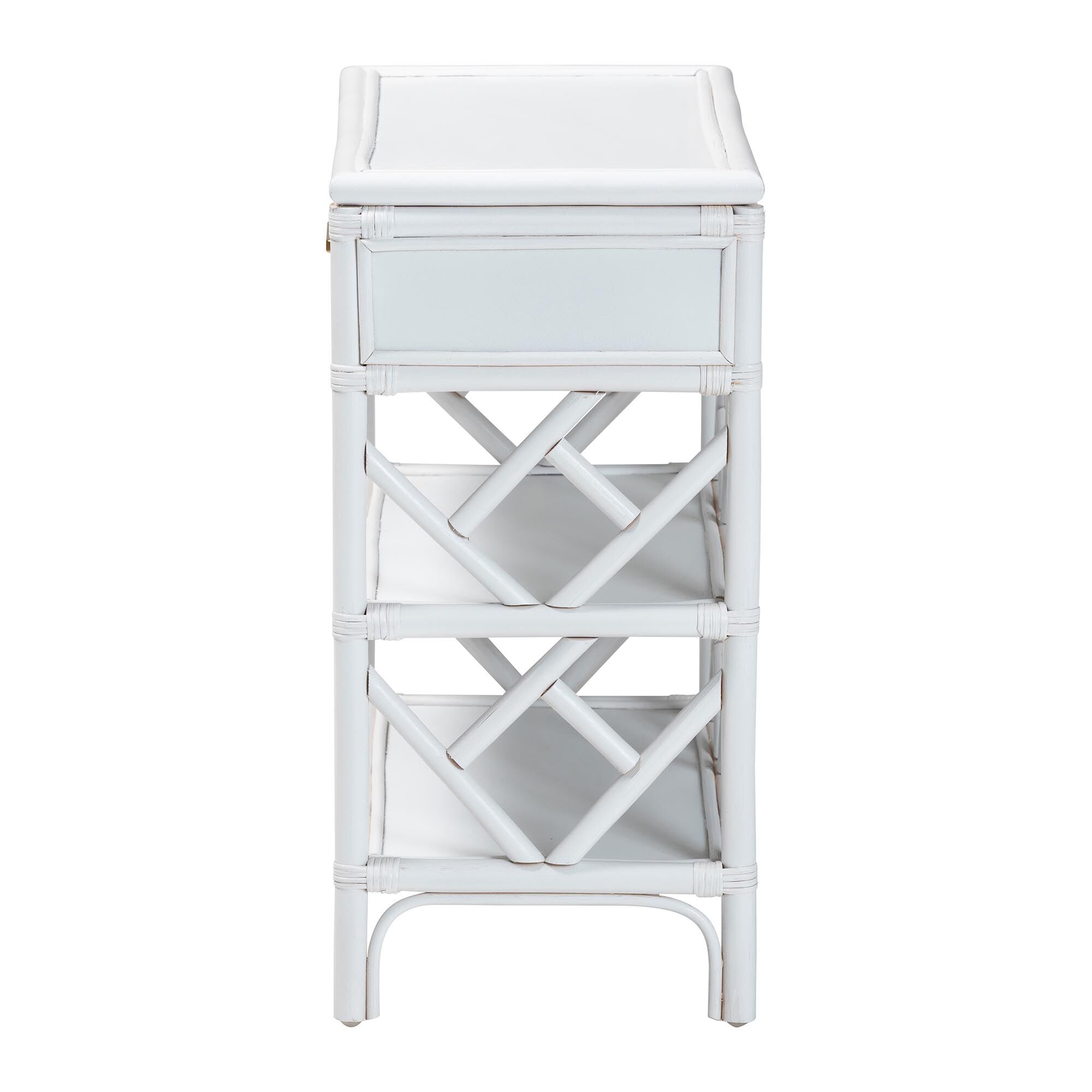 Daina Natural Rattan Nightstand, White, WHITE, alternate image number 4