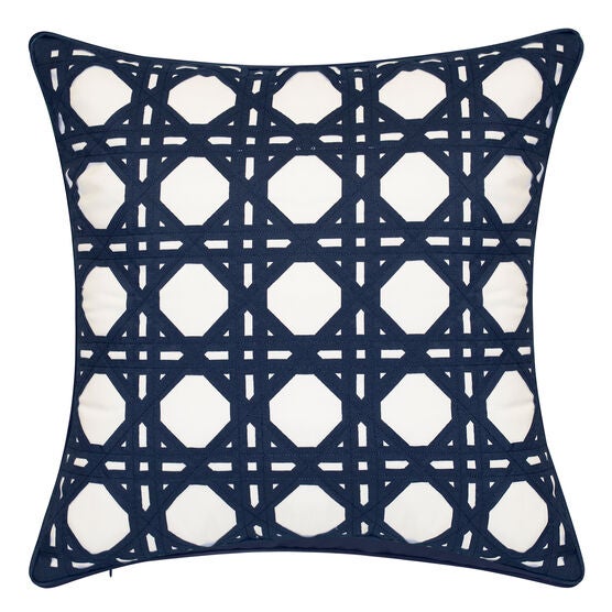 Indoor & Outdoor Rattan Geometric Decorative Pillow, NAVY, hi-res image number null