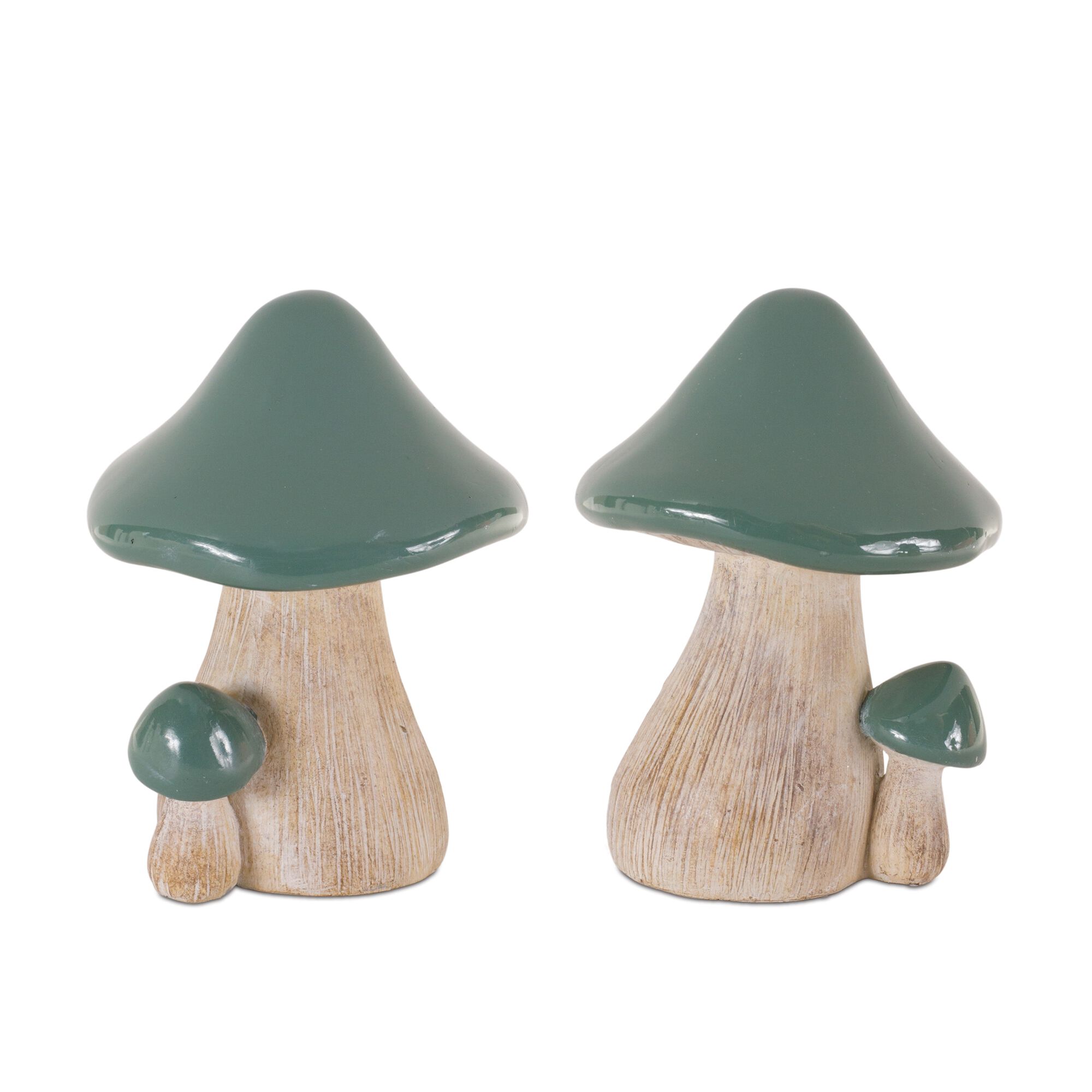 Mushroom (Set of 2) 4.25 inchesL x 6.25 inchesH Resin, GREEN/BROWN, hi-res image number 0