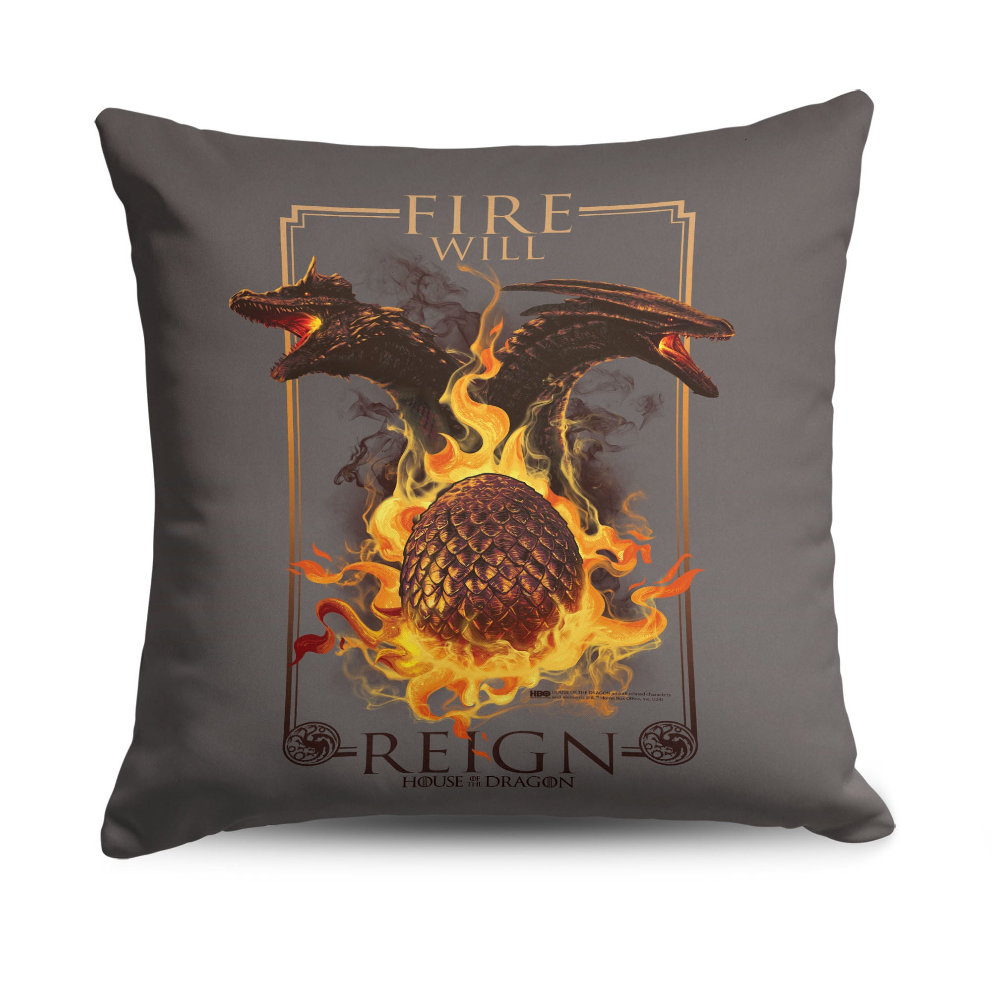 Warner Bros. House of the Dragon Let it Reign Throw Pillow 18X18 Inches, BROWN, hi-res image number 0