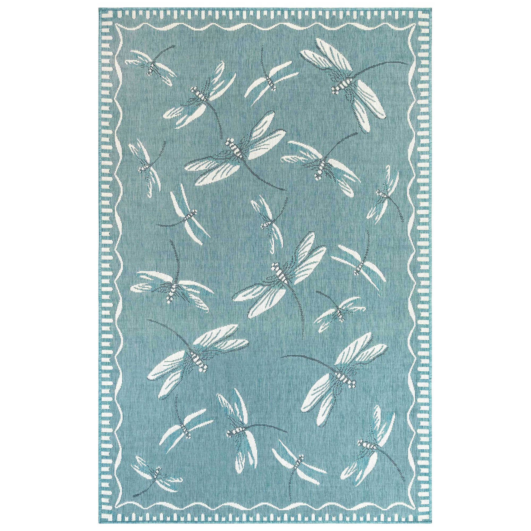 Liora Manne Carmel Dragonfly Indoor/Outdoor Rug, AQUA, hi-res image number 0
