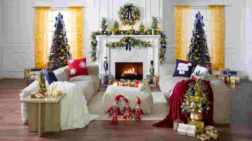 Beige modular patio corner chair set for holiday decor