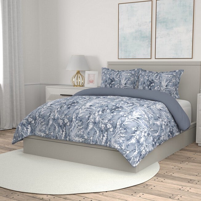 Portico Albany Floral 3 Piece Comforter Set Comforter Set, BLUE GRAY WHITE, hi-res image number 0