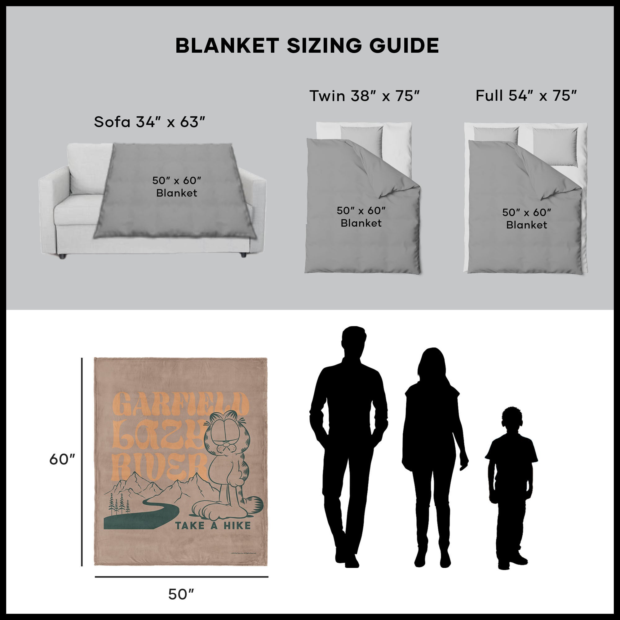 Nickelodeon Garfield Take a Hike Silk Touch Sherpa Throw Blanket 50x60 Inches, BROWN, alternate image number 5