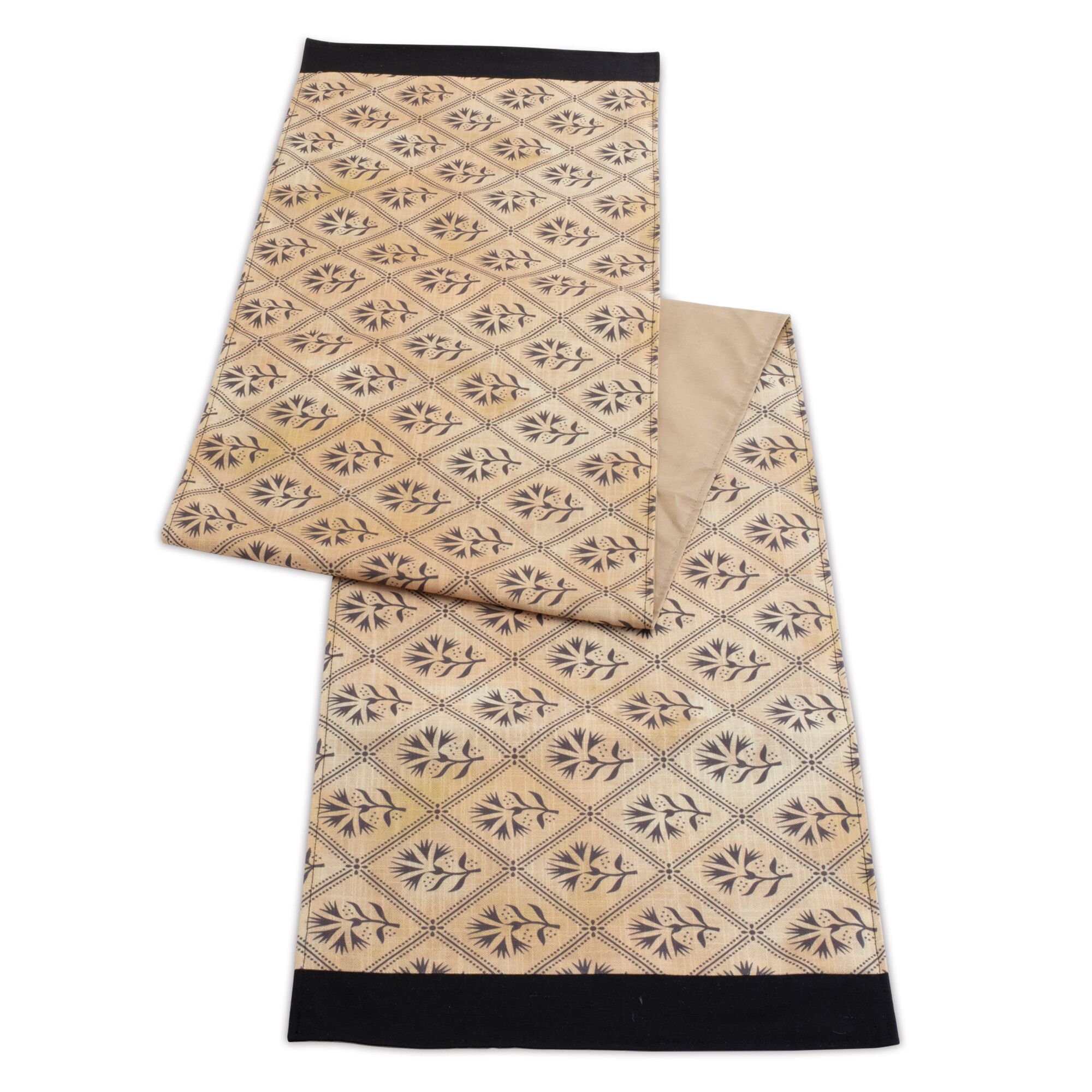 Table Runner (Set of 2) 14 inchesW x 72 inchesL Polyester, GOLD/BLACK, alternate image number 2