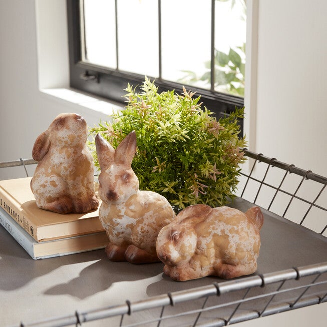 Weathered Terra Cotta Rabbit Garden Statue (Set Of 6), , on-hover image number 1