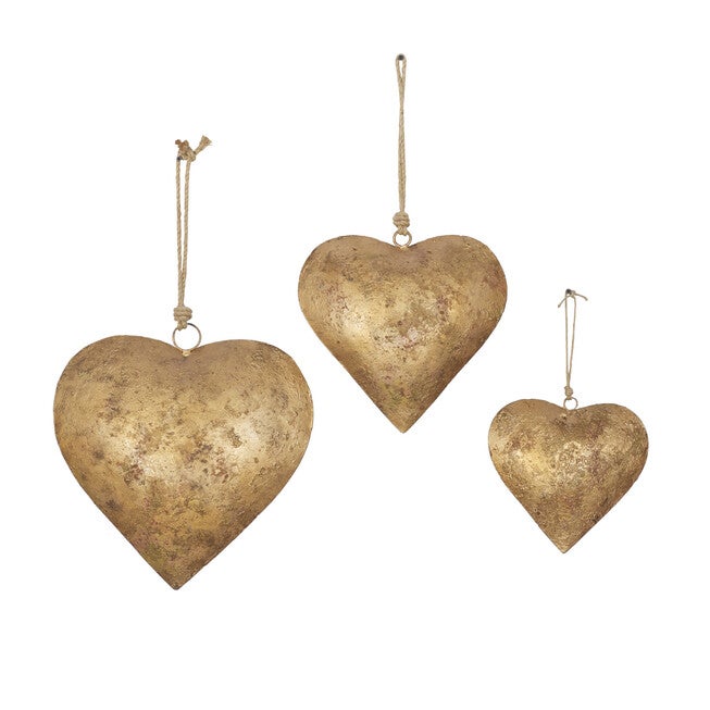 Set Of 3 Gold Metal Rustic Windchime, GOLD, hi-res image number null