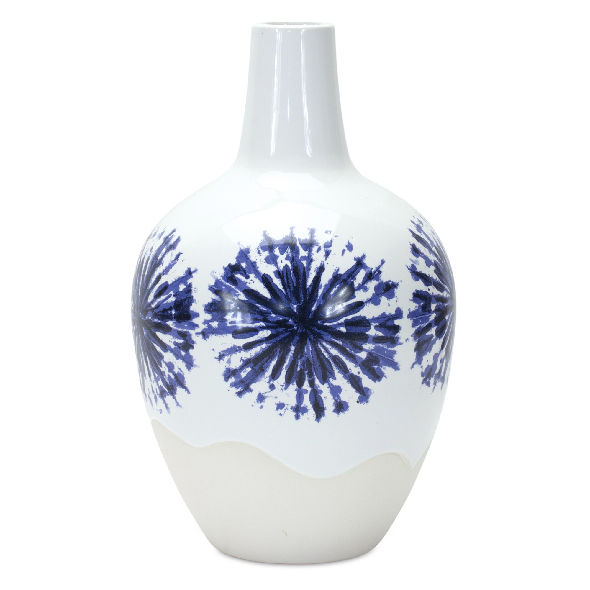 Vase 6.5 inchesD x 11 inchesH Ceramic, WHITE/BLUE, hi-res image number 0