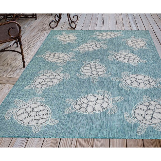Liora Manne Carmel Seaturtles Indoor/Outdoor Rug Aqua 23 inchesX7 feet 6 inches, , alternate image number 10