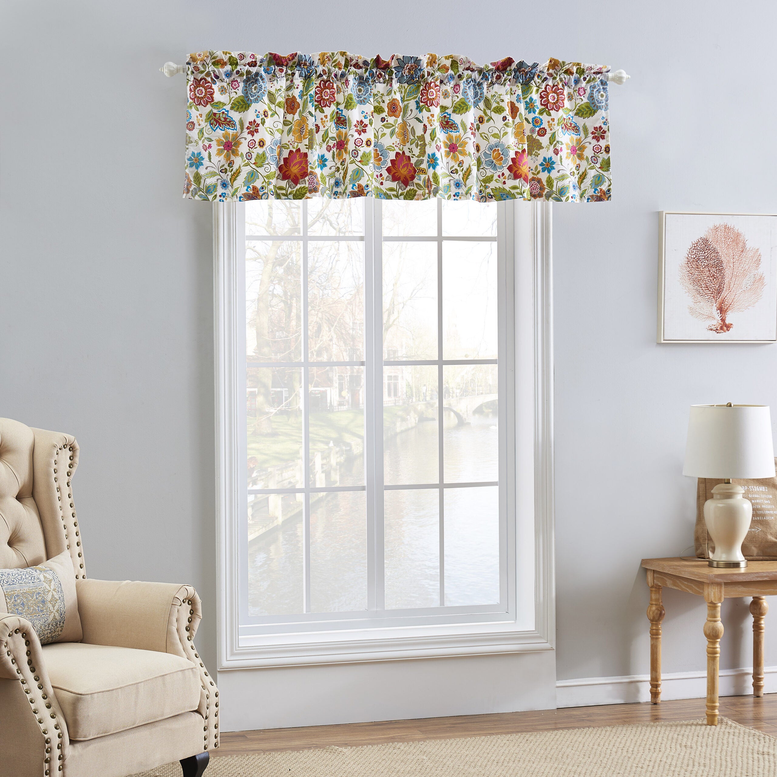 Astoria Window Treatment Valance Curtains, WHITE, alternate image number 2