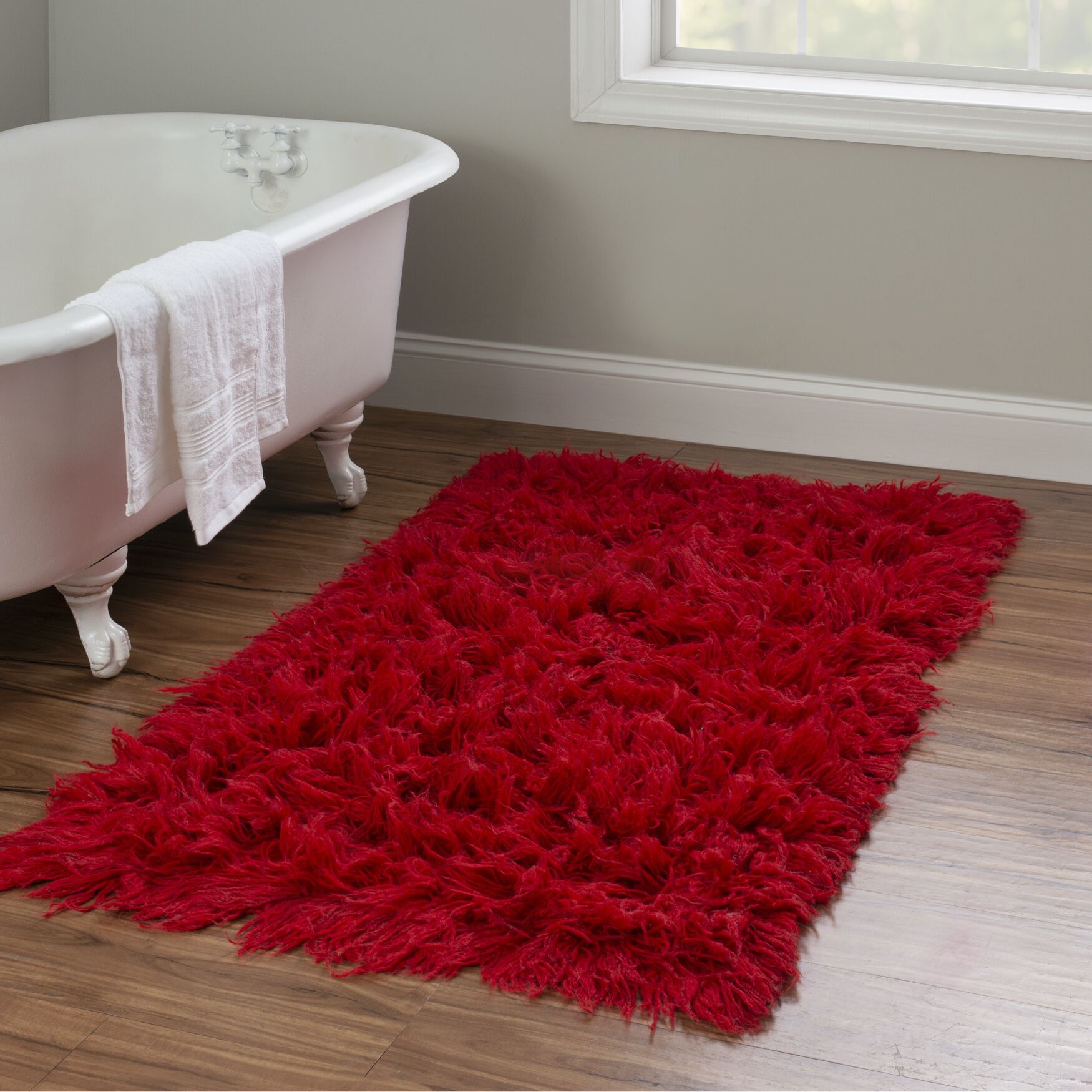 Flokati Red Rug, , on-hover image number 1