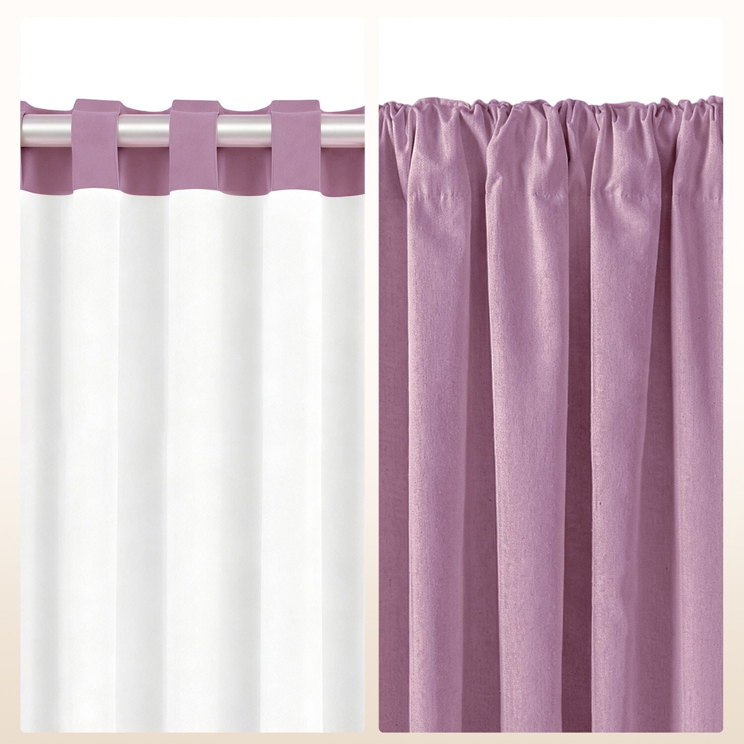 100% Blackout Recycled Cotton Ruffle Curtain Pair, BLEACHED MAUVE, alternate image number 4