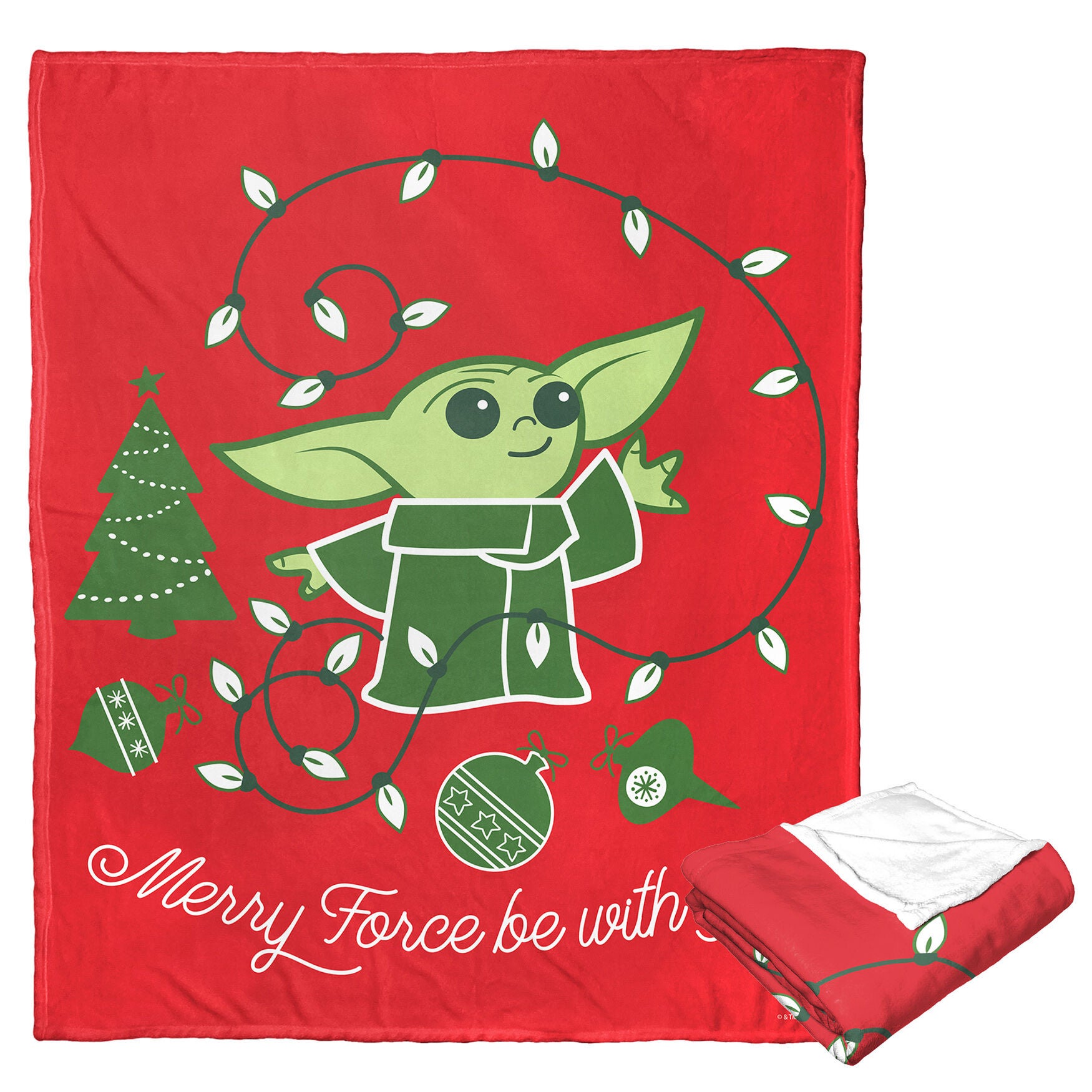 Star Wars: The Mandalorian Merry Force Silk Touch Throw Blanket, O, hi-res image number 0