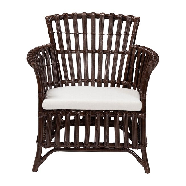 Brooklyn Bohemian Very Dark Brown Rattan Arm Chair, DARK BROWN, alternate image number 2