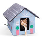 Outdoor Heated Pet House Cottage, BLUE, hi-res image number null