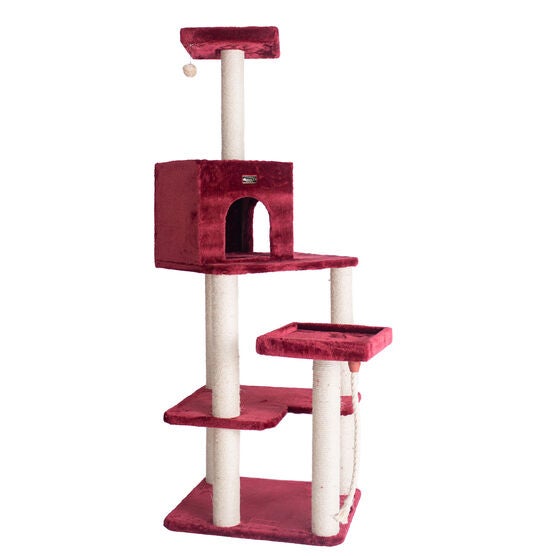 Real Wood 69" Faux Fur Covered Cat Condo House Tower, , alternate image number null