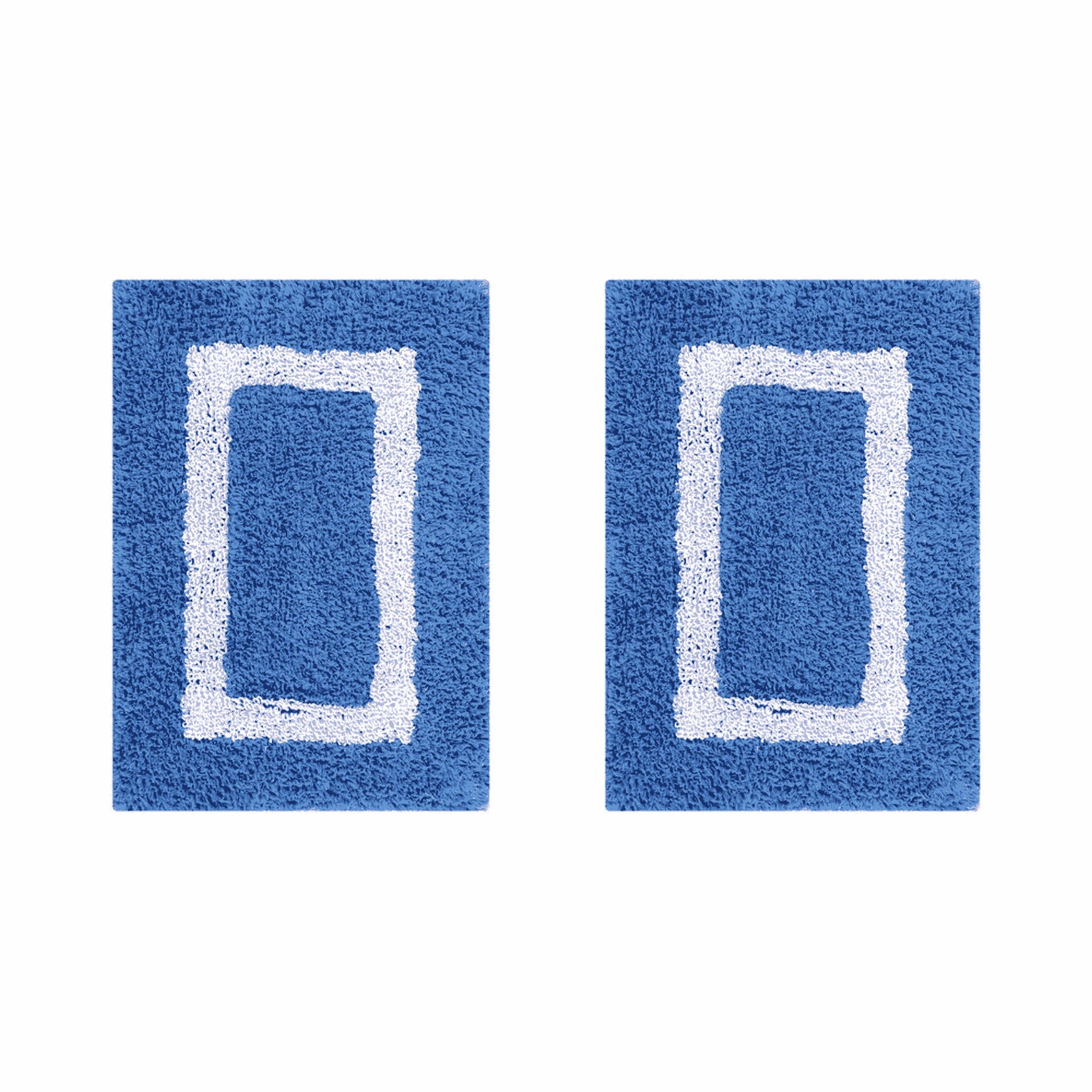 Hotel Collection 100% Cotton 2 Piece (17 inches X 24 inches | 17 inches X 24 inches) Bath Rug Set, BLUE WHITE, hi-res image number 0