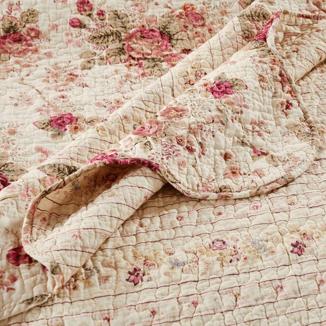 Antique Rose Quilt And Pillow Sham Set, , alternate image number null