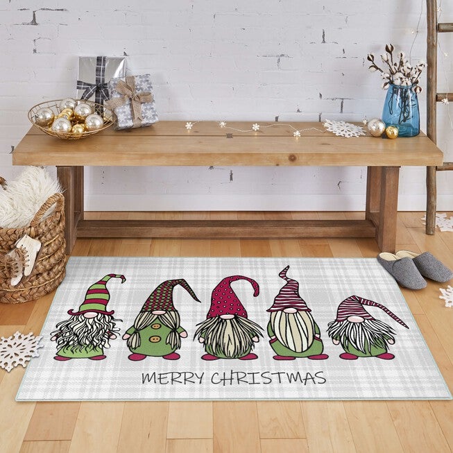 Christmas Gnomes Grey Kitchen Rug, , alternate image number null