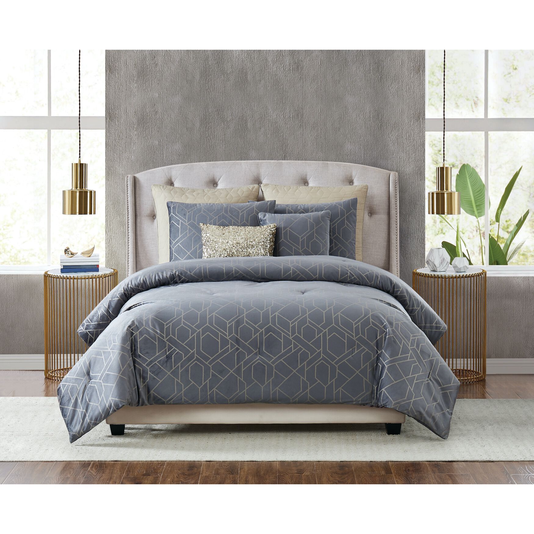 Madison Comforter Set, GREY, hi-res image number 0