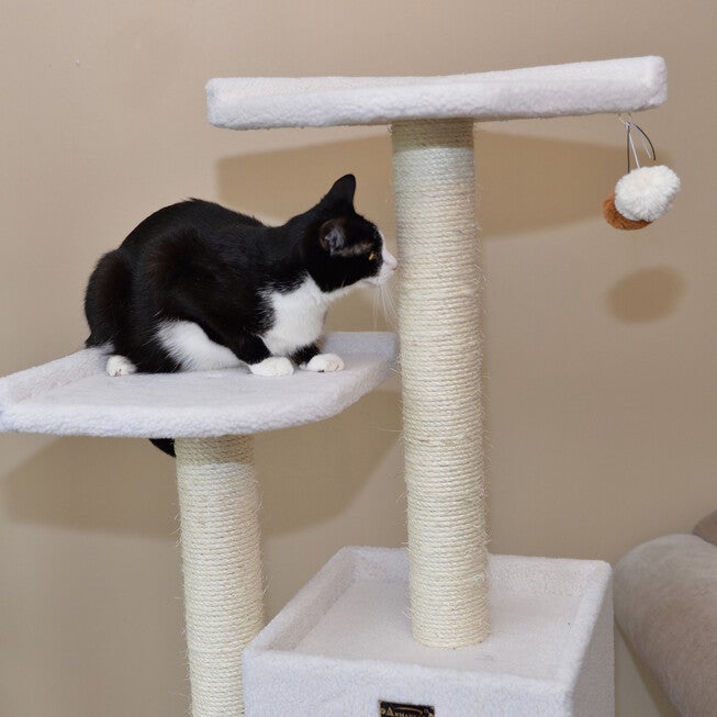 Classic 62 inches Real Wood Cat Tree With Levels, Condo And Two Perches, , alternate image number null