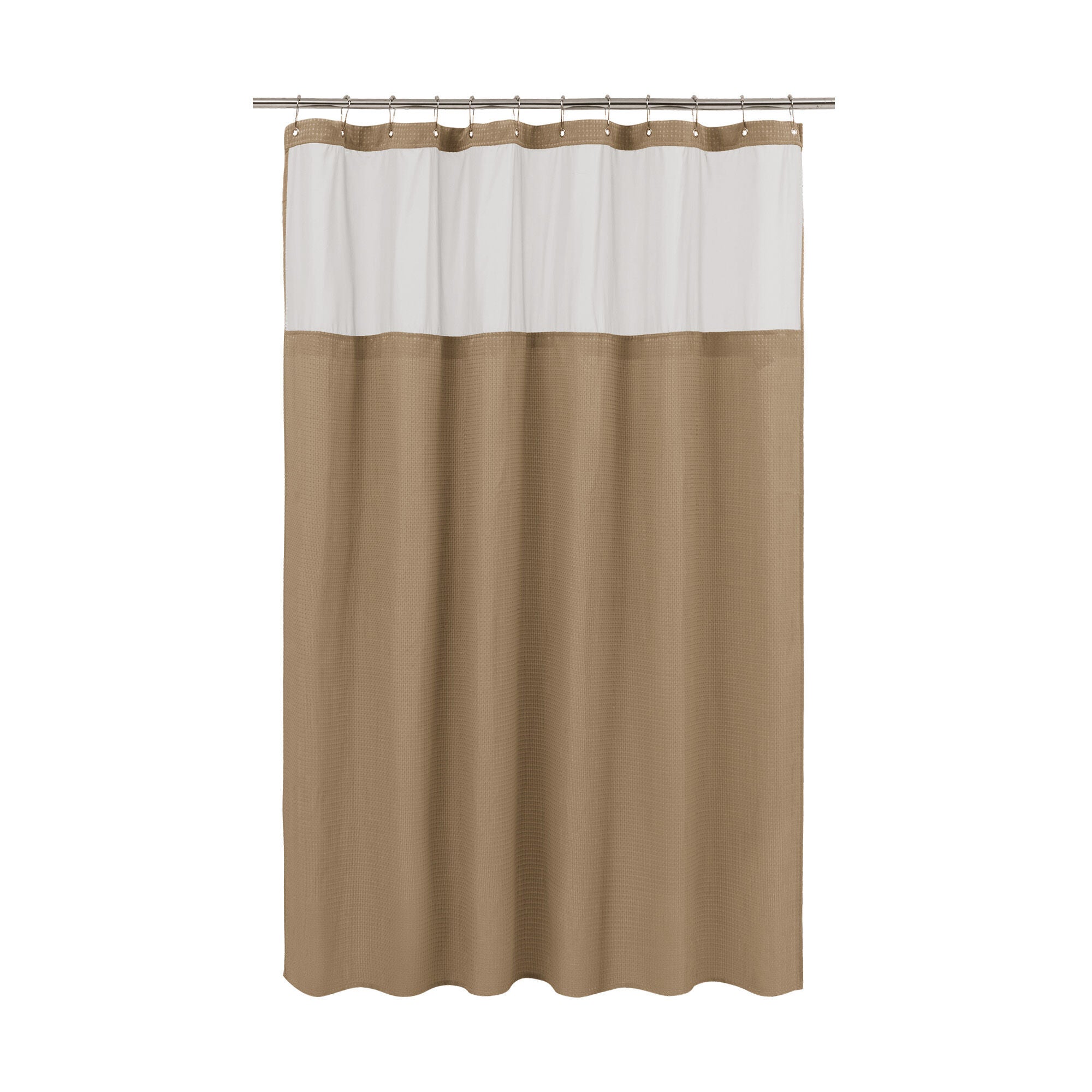 Dobby Waffle Shower Curtain with Snap-in Liner, Hooks included, COFFEE, alternate image number 5