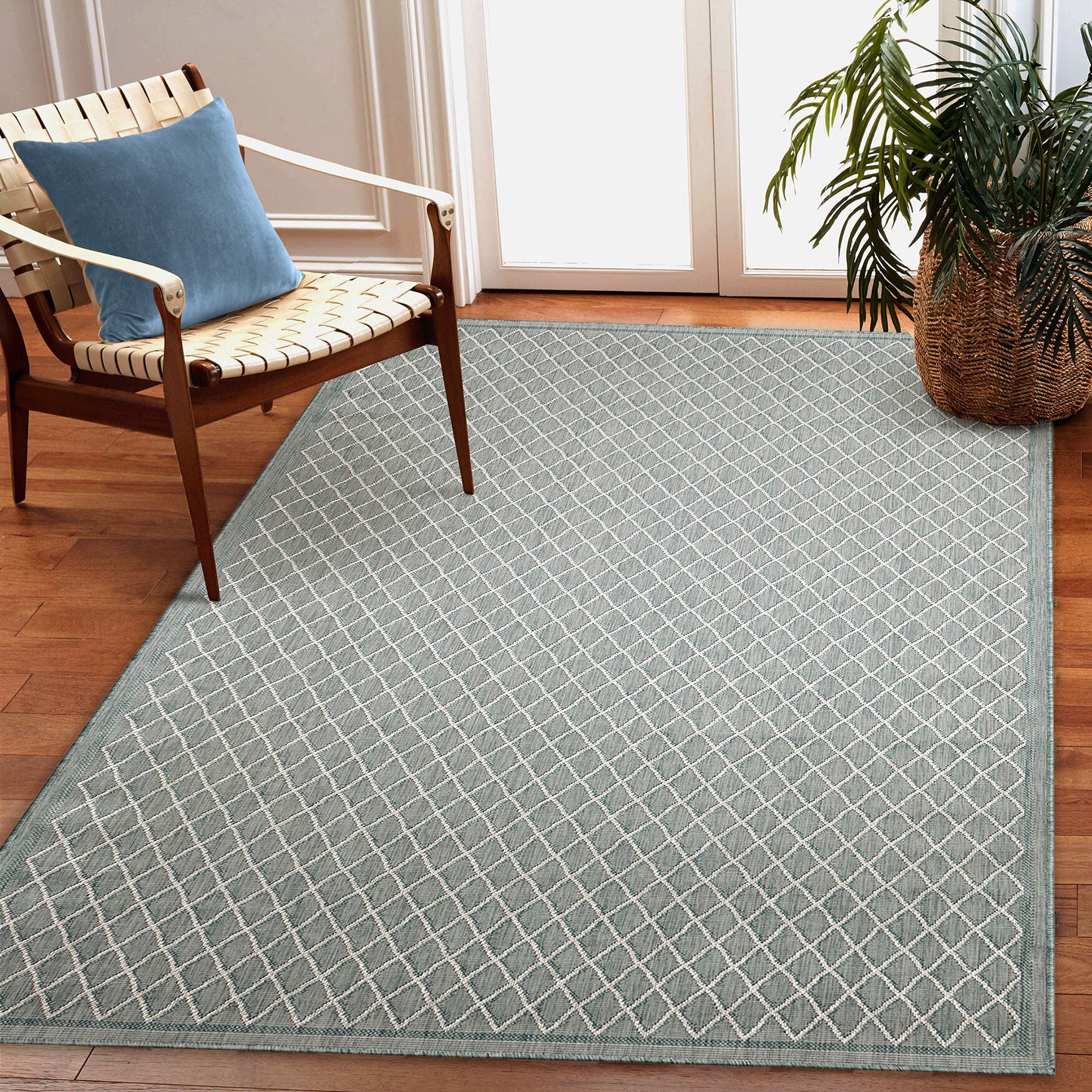 Carmel Diamonds Indoor/Outdoor Area Rug Aqua, , alternate image number 4