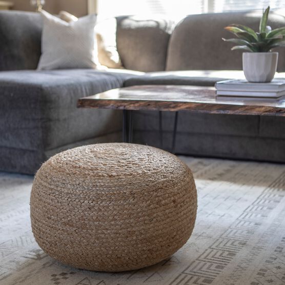 Round Woven Pouf , , alternate image number null