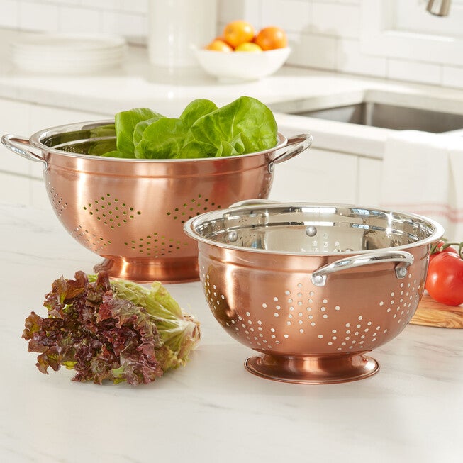 set of 2 copper colanders, COPPER, hi-res image number 0