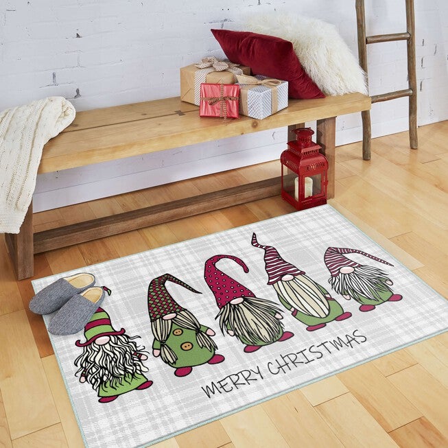 Christmas Gnomes Grey Kitchen Rug, , alternate image number null