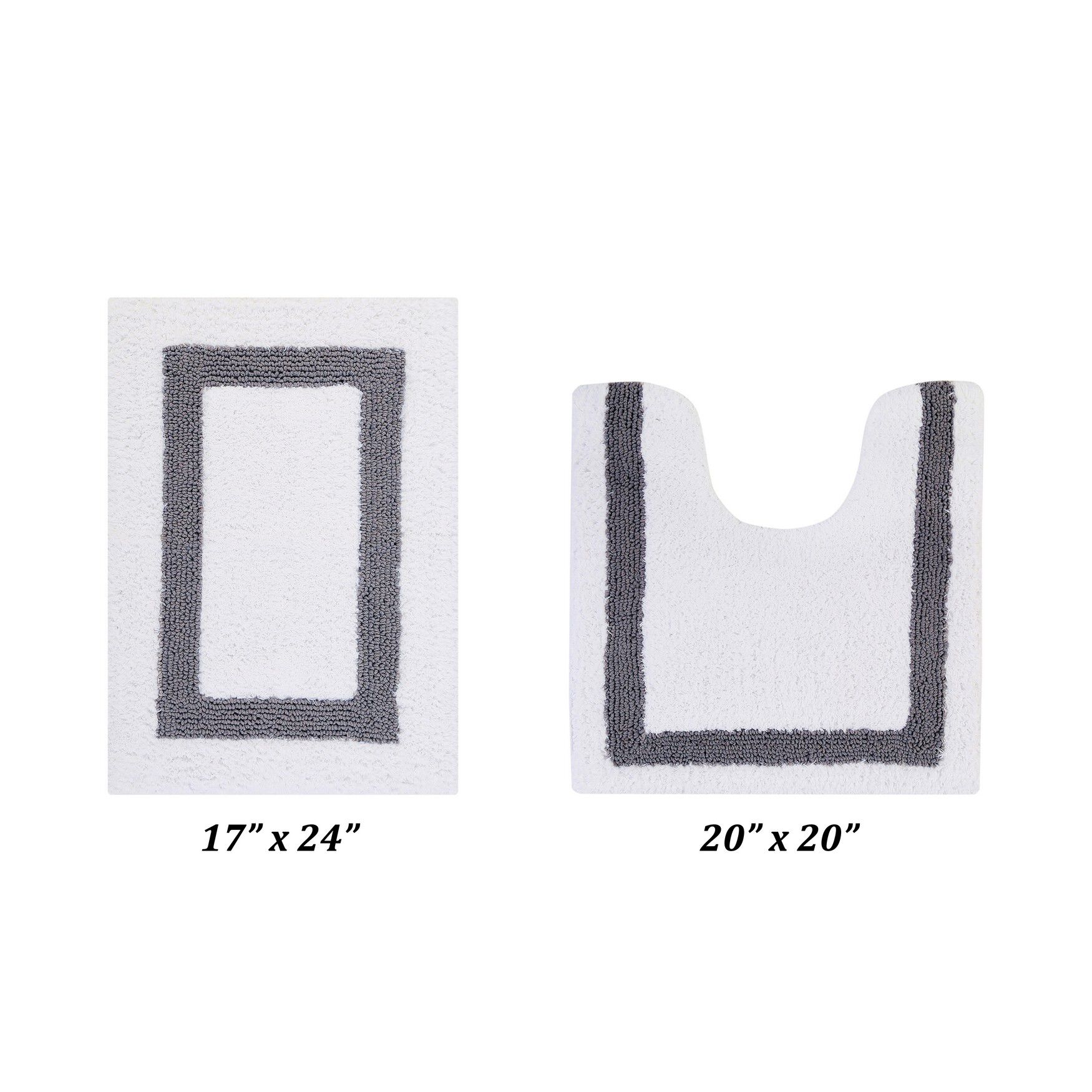 Hotel Collectionis Bath Mat Rug 2 Piece Set (17 inches x 24 inches | 20 inches x 20 inches), WHITE GRAY, hi-res image number 0