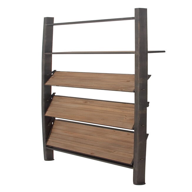 Dark Brown Wood Industrial Shelving Unit, 77 inches x 20 inches x 14 inches, , alternate image number 5