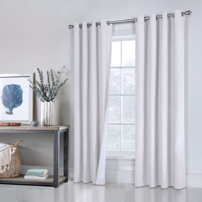 Thermaplus Ventura Indoor Grommet Curtain Panel Pair, WHITE, hi-res image number 0