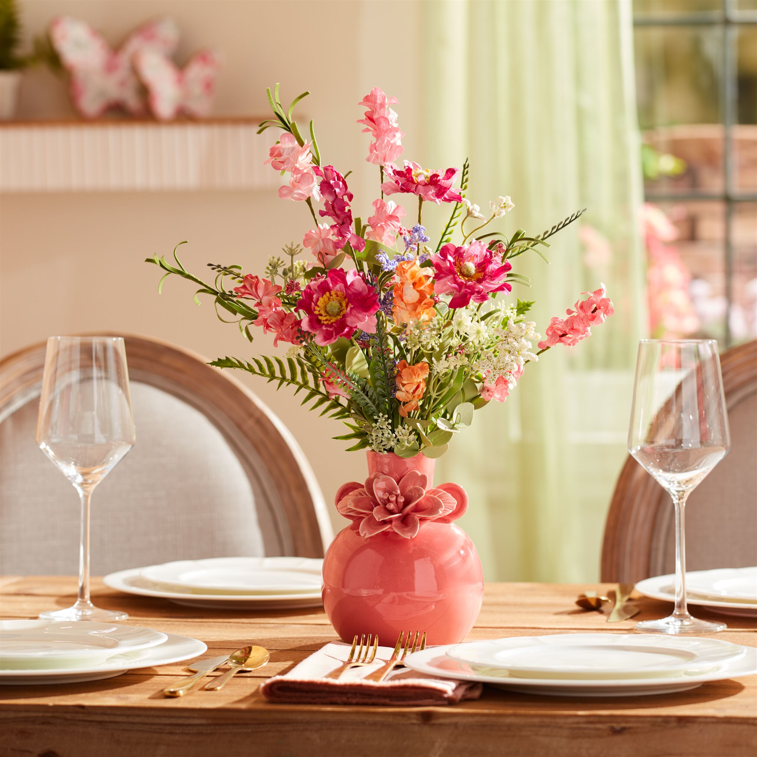 Storeware Bud Vase with Floral Accent Set of 2, PINK, alternate image number 1