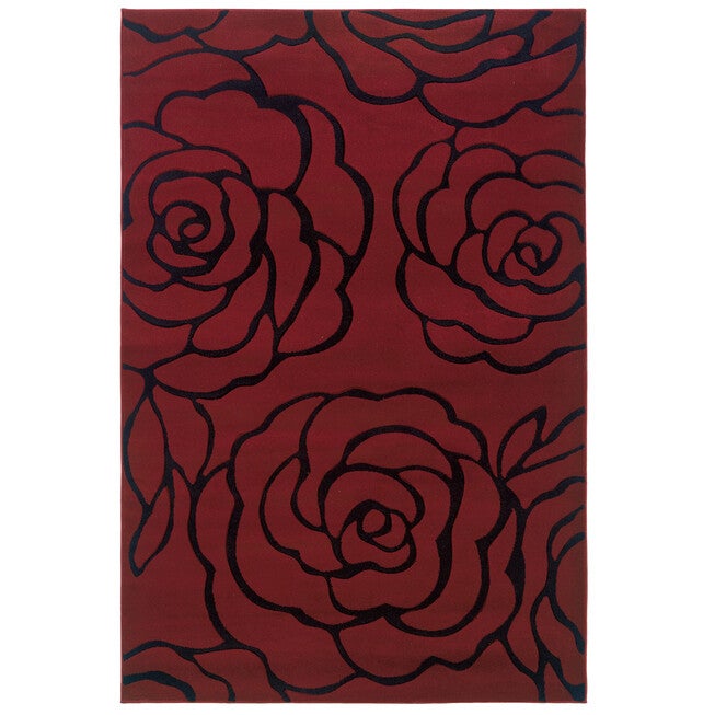 Milan Red/Black 2'X3' Area Rug, RED BLACK, hi-res image number 0