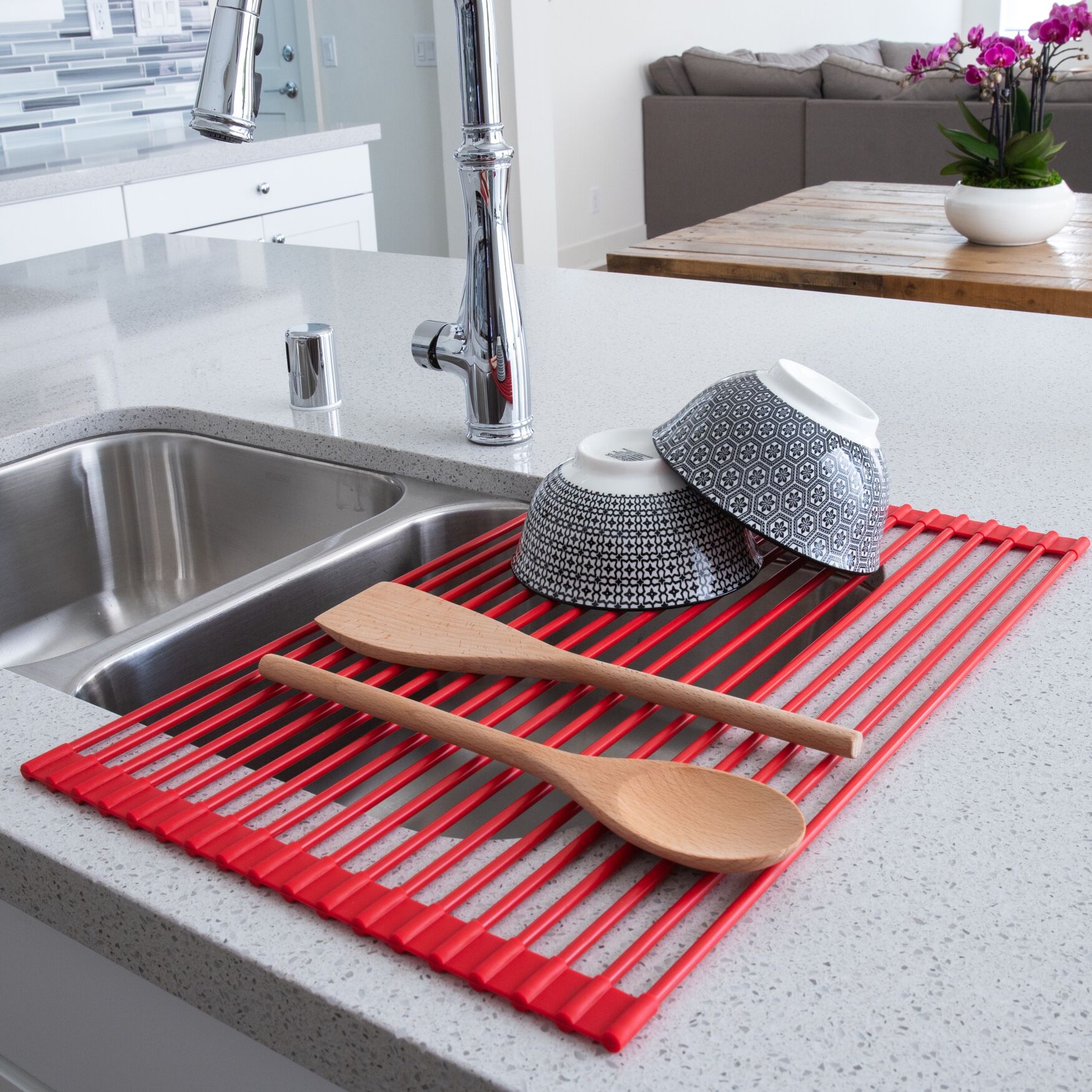 Over Sink Roll-Up Drying Rack, RED, hi-res image number 0