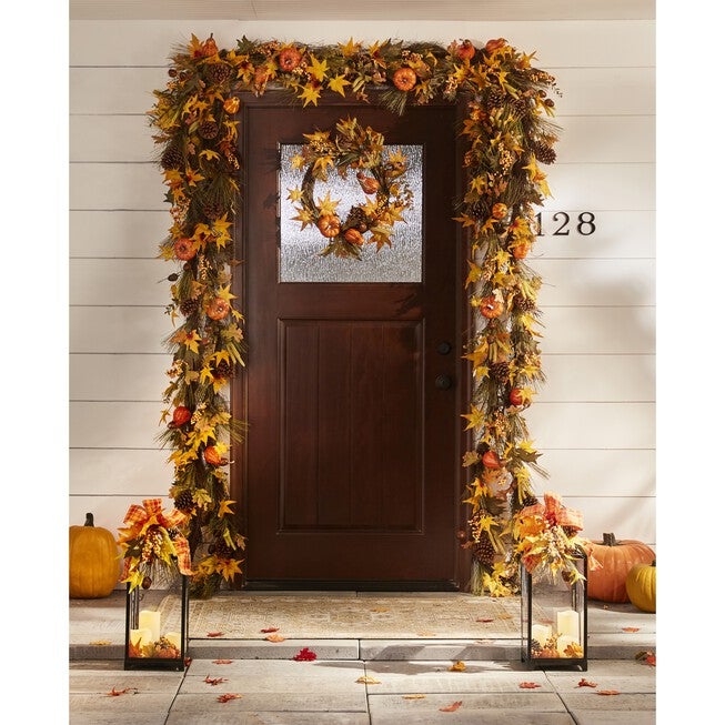 24 inches Harvest Wheat Lantern with 3 LED Candles, , alternate image number null