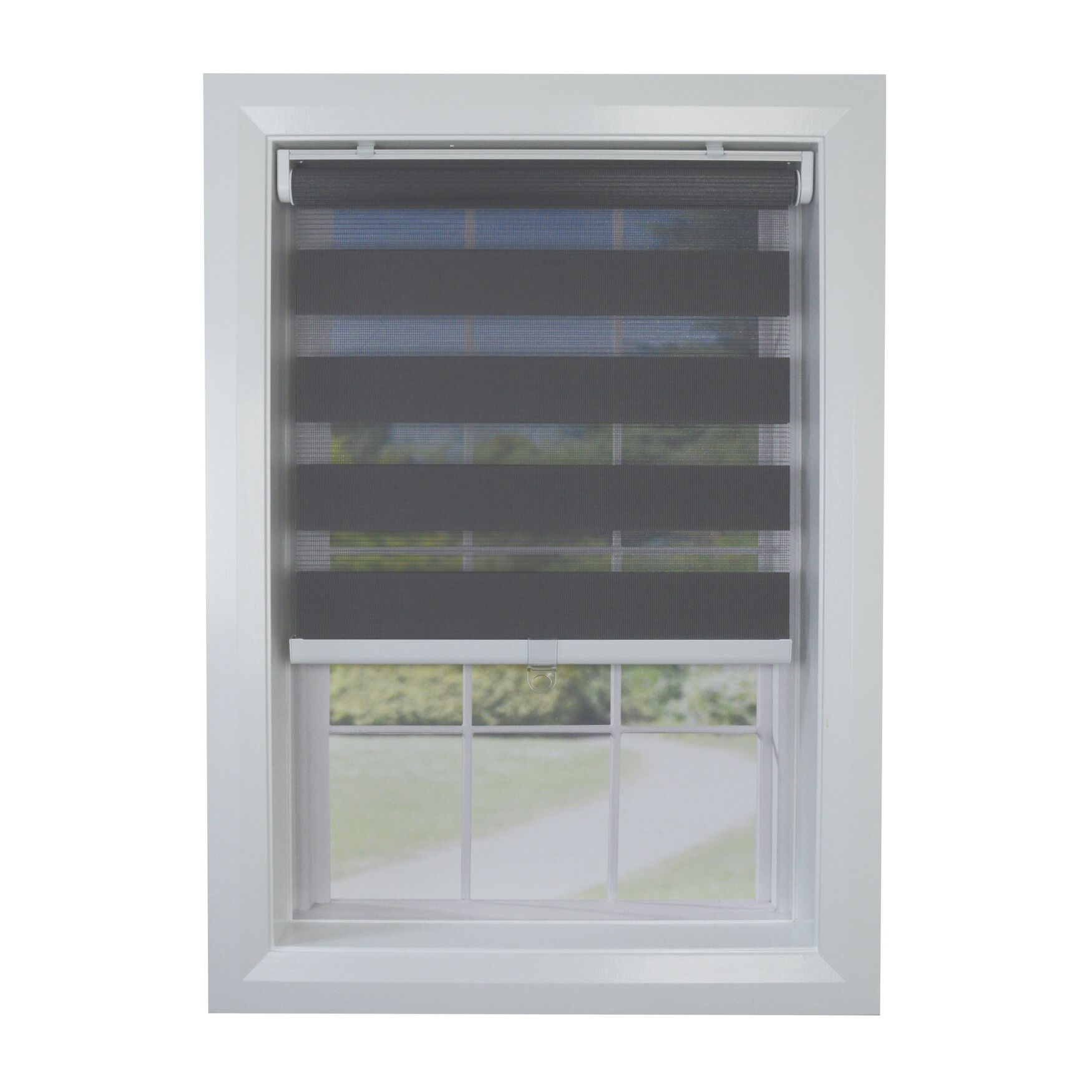 Cordless Zebra Slimline Privacy Window Shade Window, , alternate image number 9