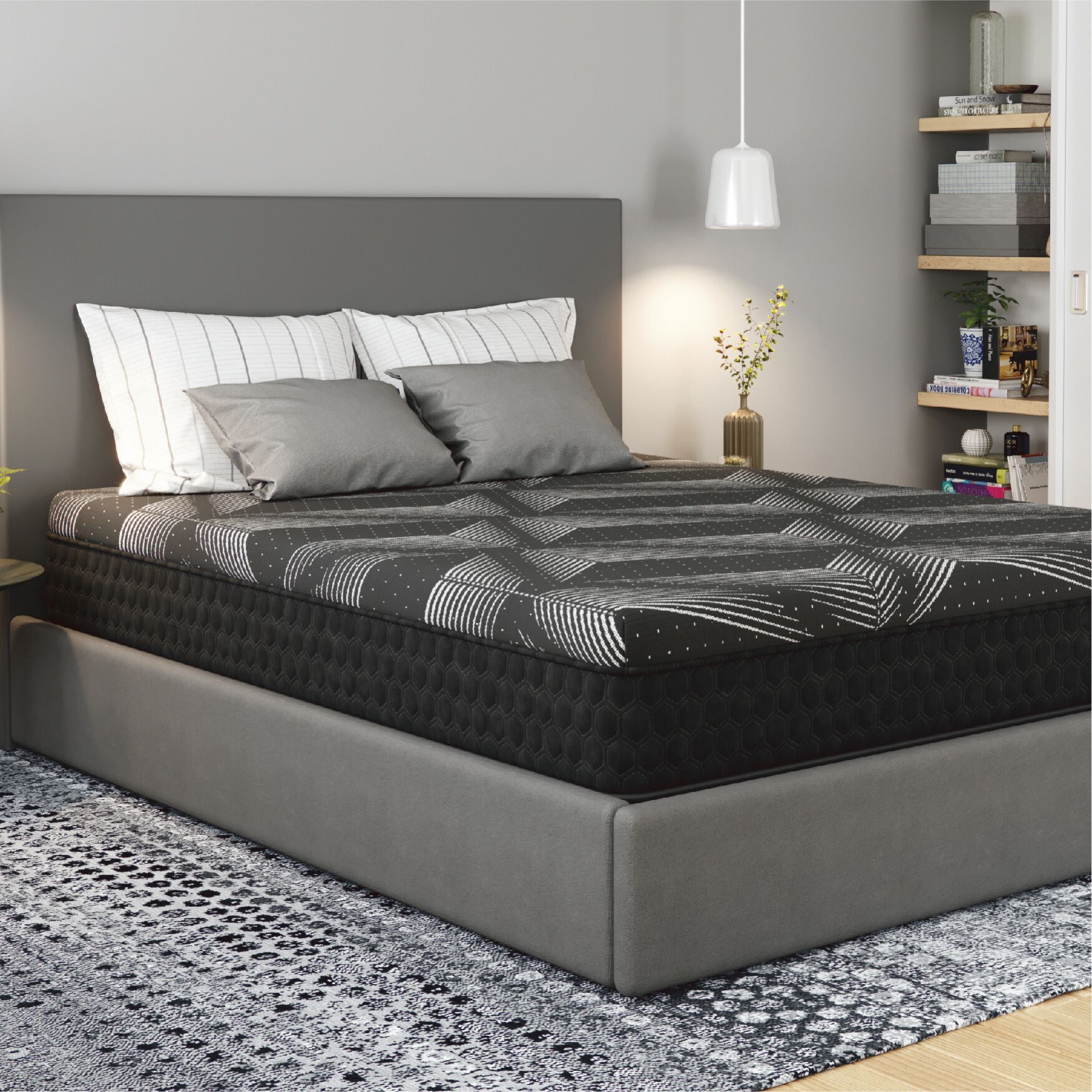 11 inches Copper Memory Foam Hybrid, Medium, Cal King Mattress, DARK GREY, hi-res image number 0