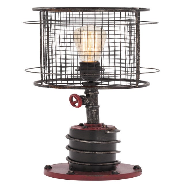 Set Of 2 Red Metal Industrial Accent Lamp, , on-hover image number 1