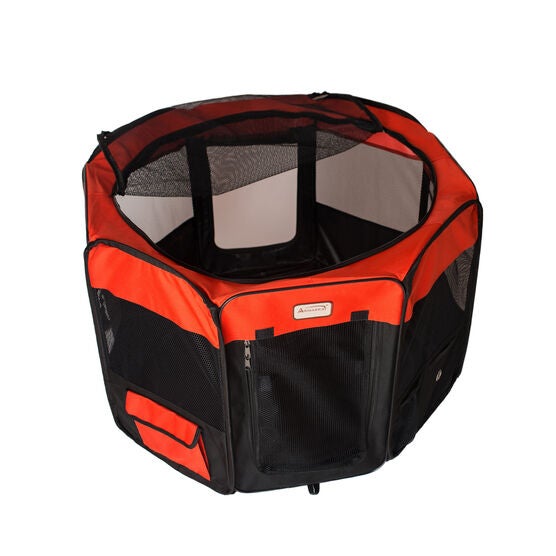 Portable Pet Dog Kitten Playpen In Black And Red Combo, , alternate image number null