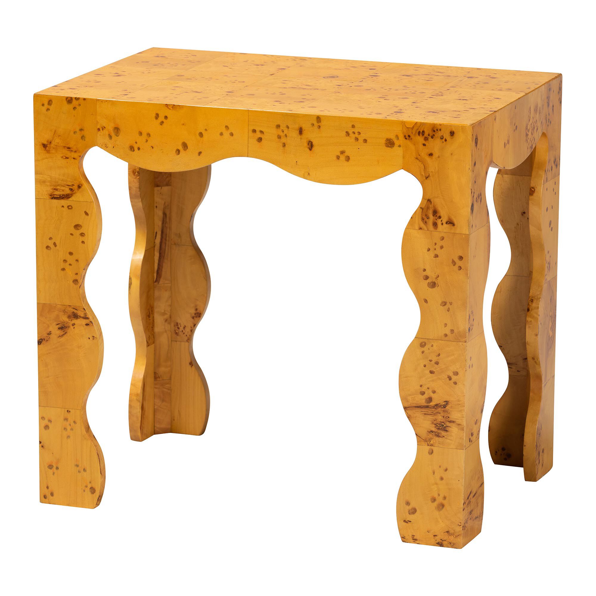 Huxley Modern and Contemporary Natural Real Burl Wood End Table, LIGHT MAPPA BURL, alternate image number 1
