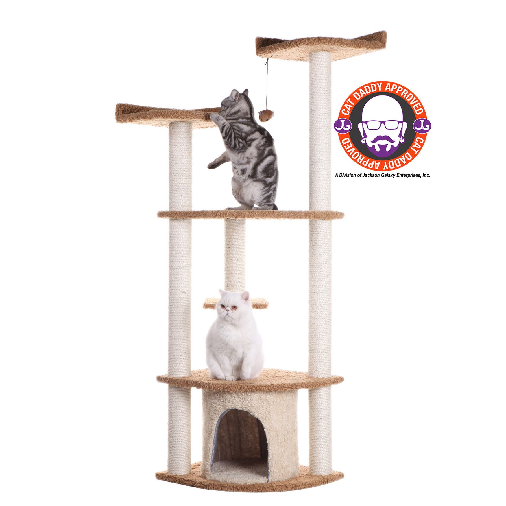 Ultra Thick Faux Fur Real Wood 64 inches Cat Scratching Furniture, CHOCOLATE, hi-res image number 0