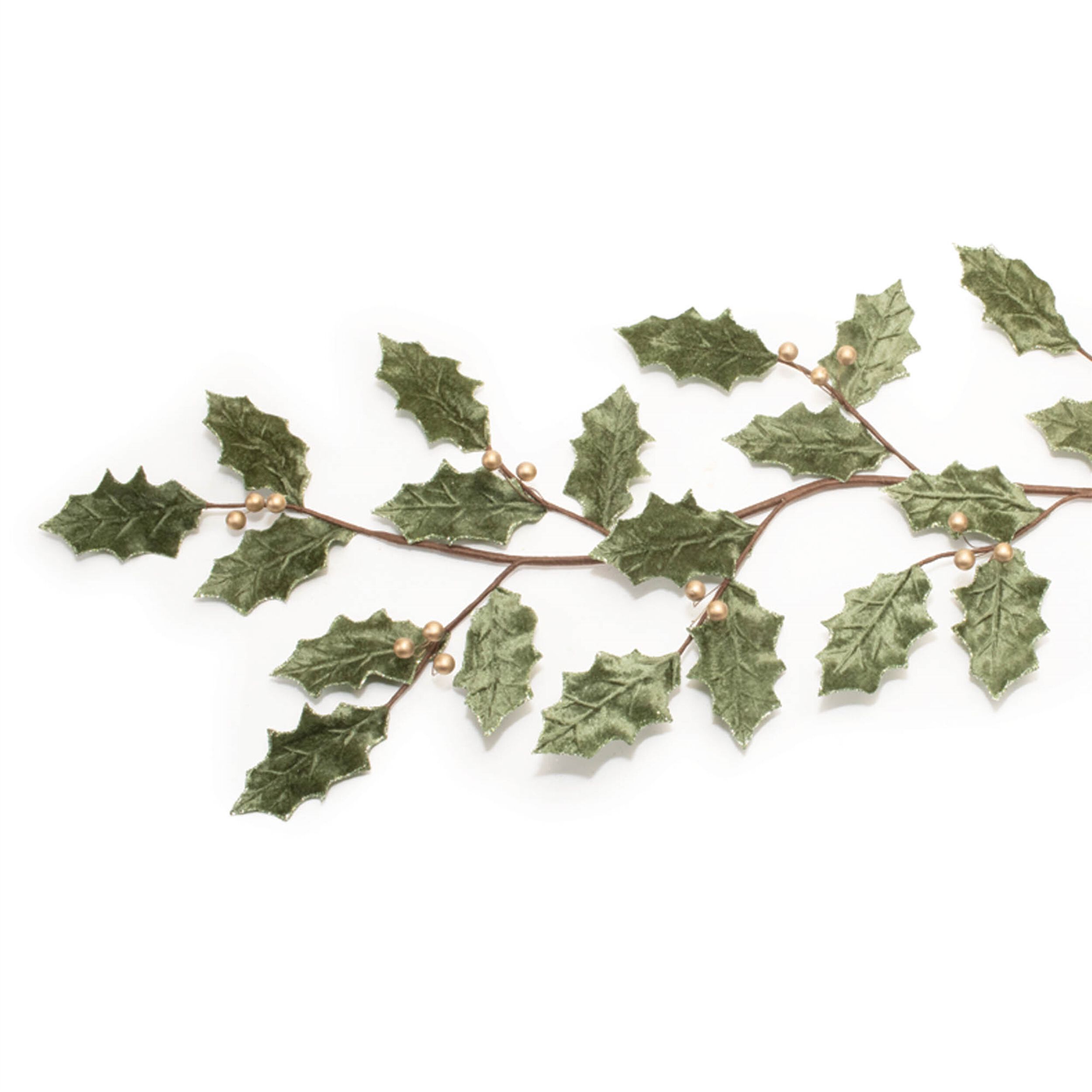 Glittered Holly Leaf Garland (Set of 2), GREEN GOLD, alternate image number 3