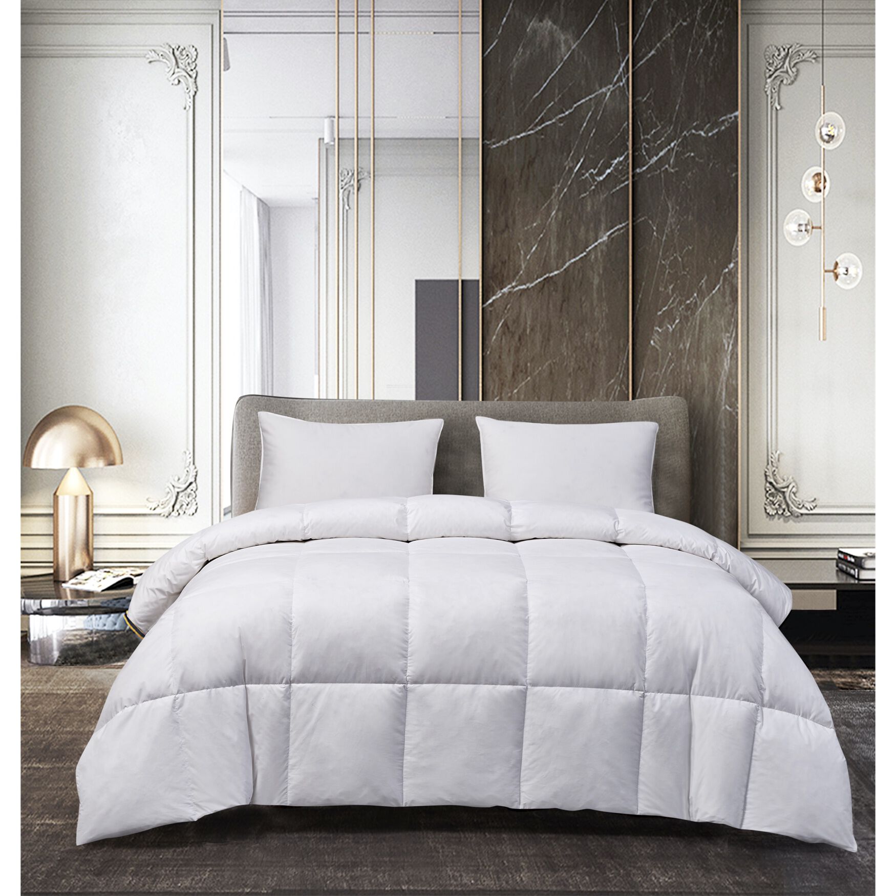 kathy ireland White Goose Feather and Down Comforter, WHITE, hi-res image number 0