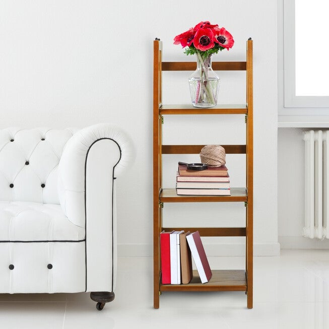 3-Shelf Folding Bookcase 14 inches Wide-Honey Oak, , alternate image number 7